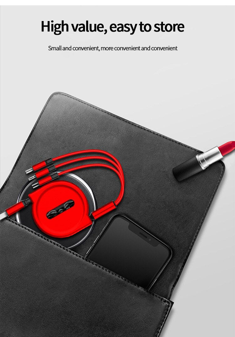 Retractable 3 In 1 USB  Portable Charging Cable