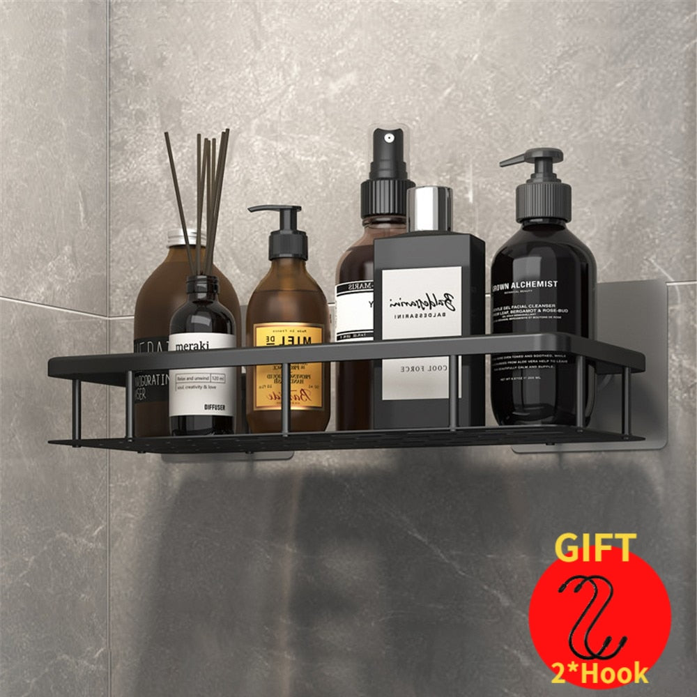 Punch-Free Luxury Aluminum Bathroom Shelves