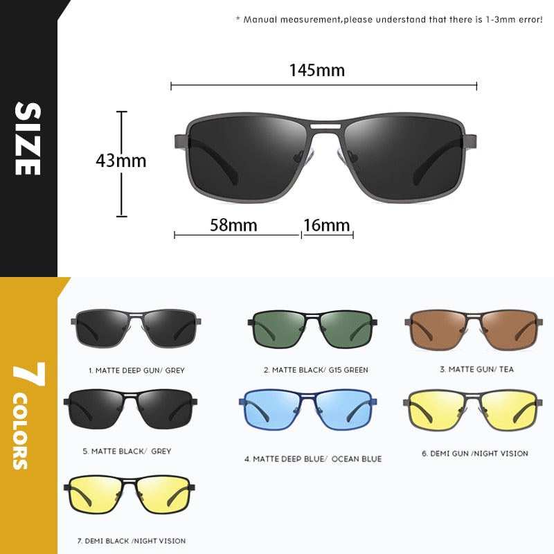 Polarized Square Metal Sunglasses For Men