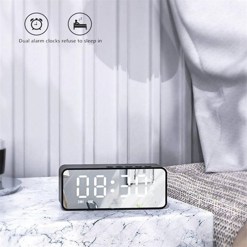 Stylish Bluetooth Speaker Mirror Alarm Clock