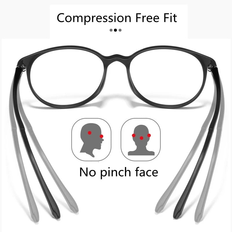 Ultralight Titanium Round Blue Light Reading Glasses