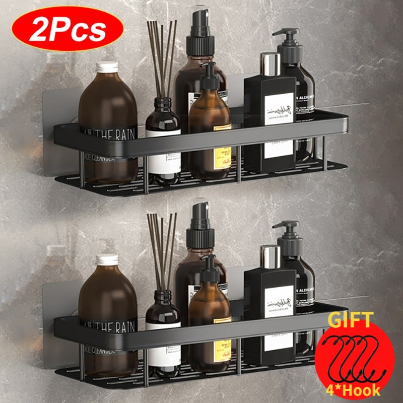 Punch-Free Luxury Aluminum Bathroom Shelves
