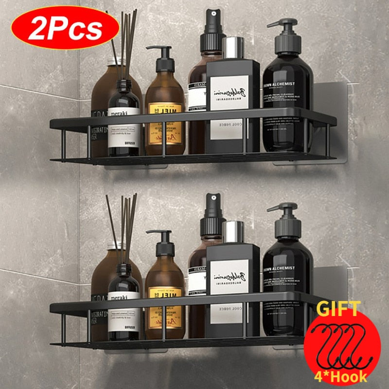 Punch-Free Luxury Aluminum Bathroom Shelves