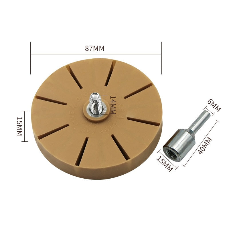 Rubber Wheel Sticker Remover (Drill Connector)