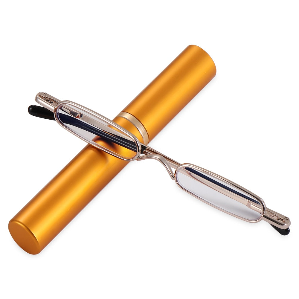 Ultra-thin Metal Reading Glasses with Tube Case