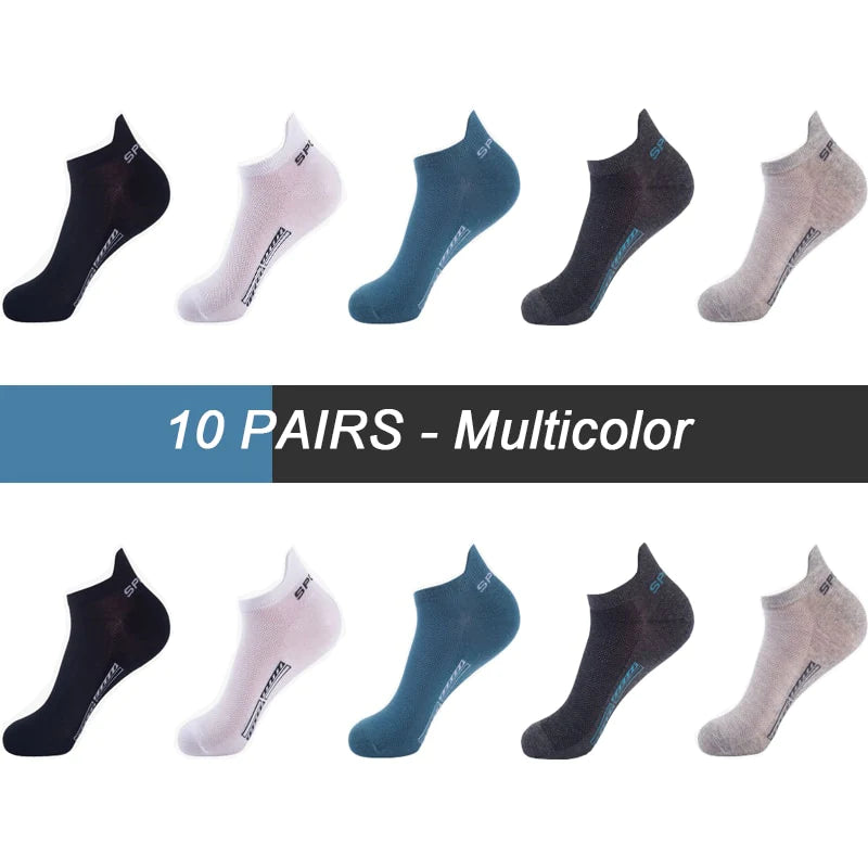 High Quality Breathable Cotton Ankle Mesh Socks (10Pairs )