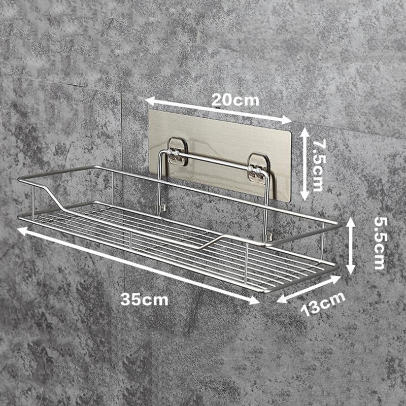 Stainless Steel Punch-Free Bathroom Storage Shelf