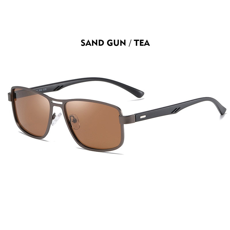 Polarized Square Metal Sunglasses For Men