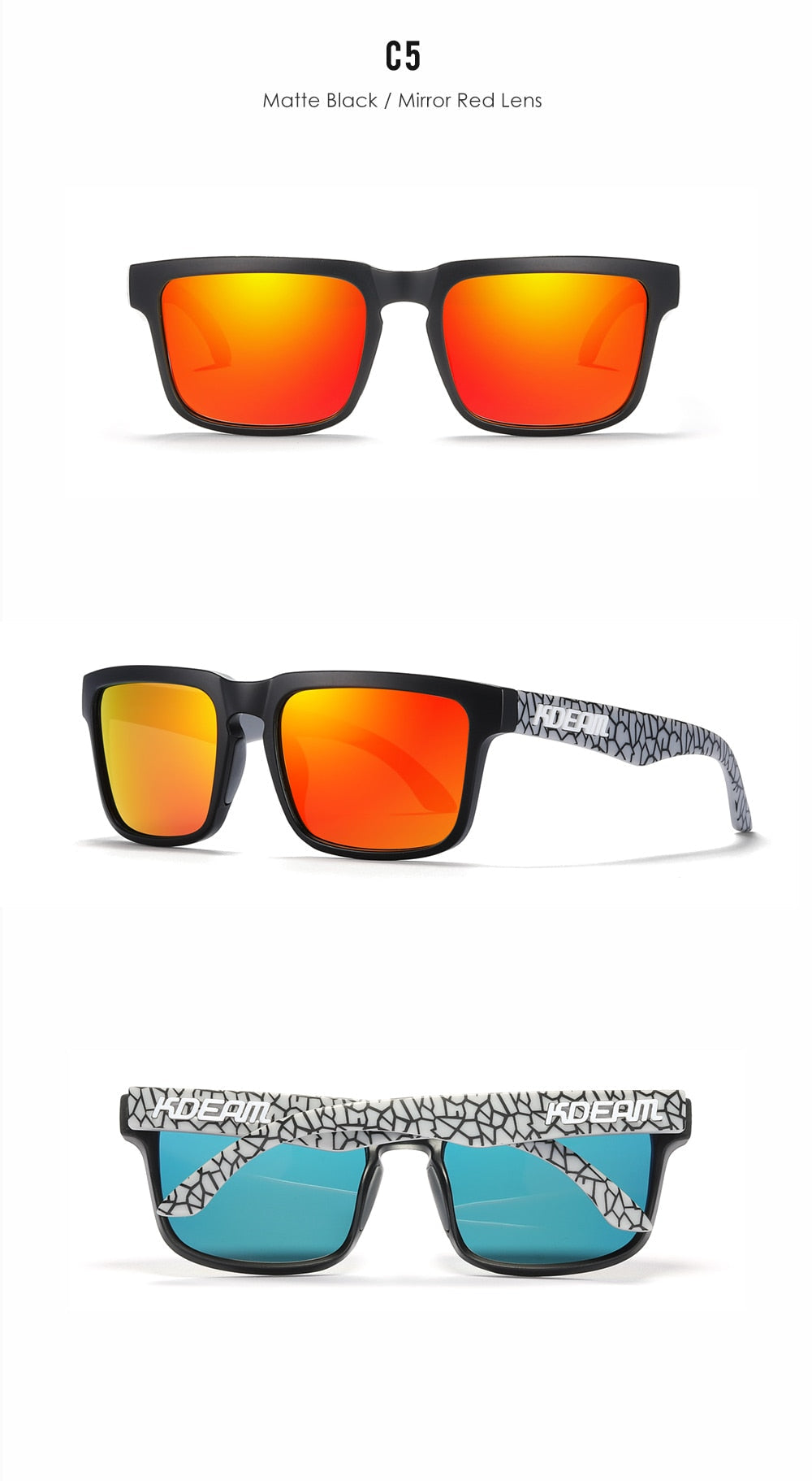 KDEAM Ultra-Stylish Square Polarized Sunglasses