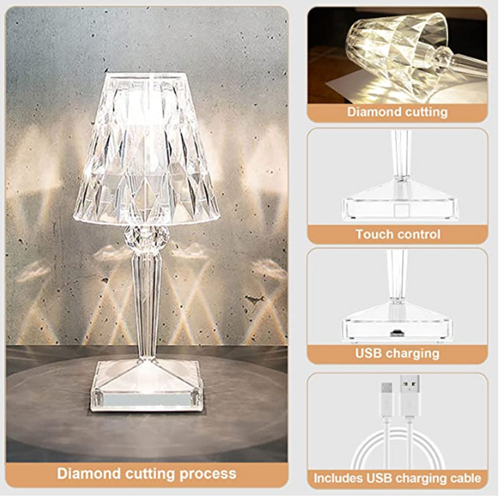 Crystal Diamond Glow Touch Table Lamp