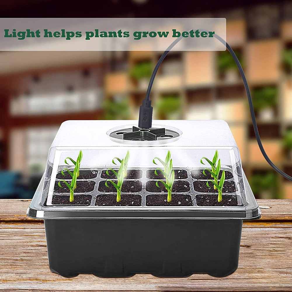 Seed Starter Trays with LED Grow Light (5pcs set)