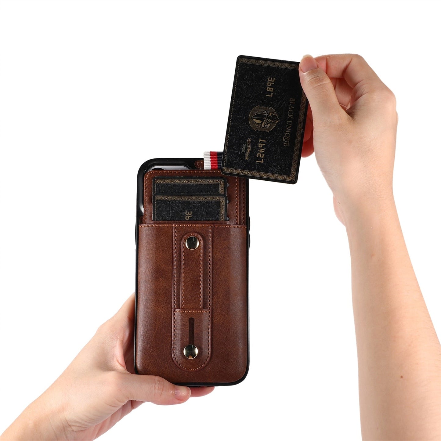 Ring & Stand Wallet Phone Case For iPhone