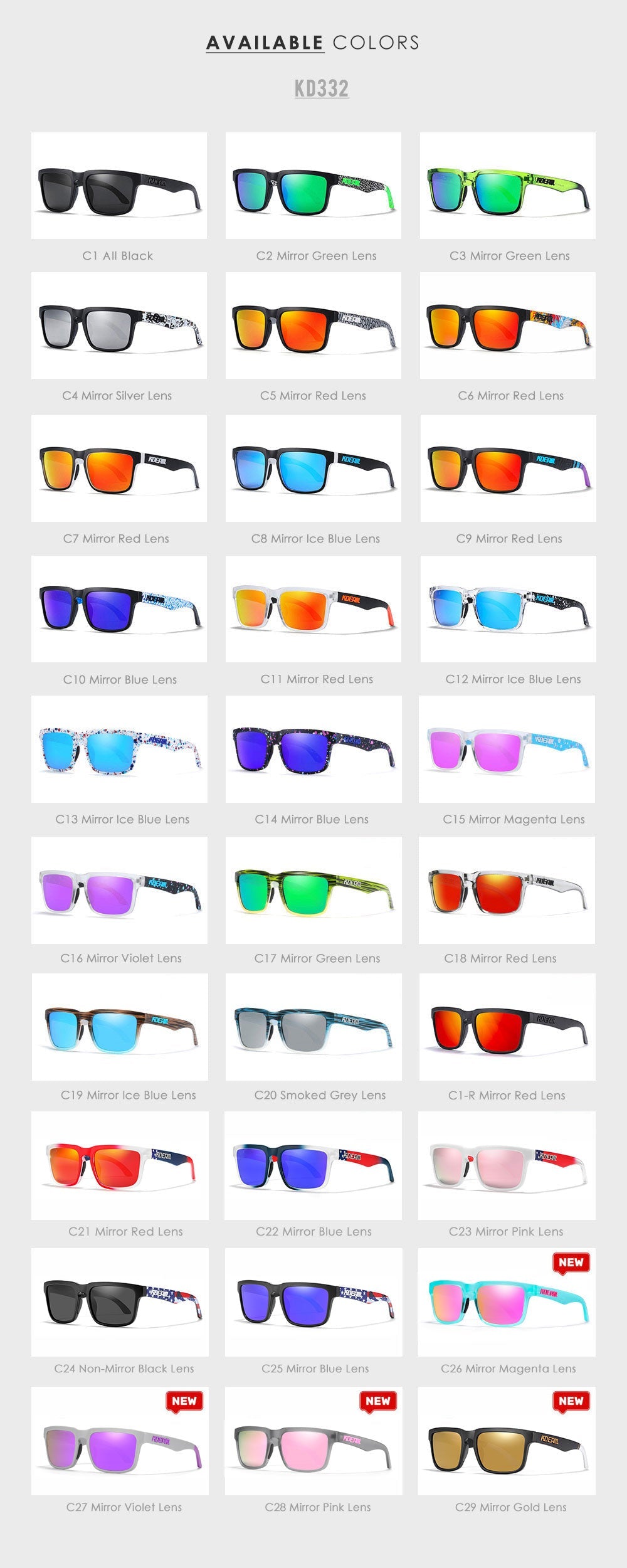 KDEAM Ultra-Stylish Square Polarized Sunglasses