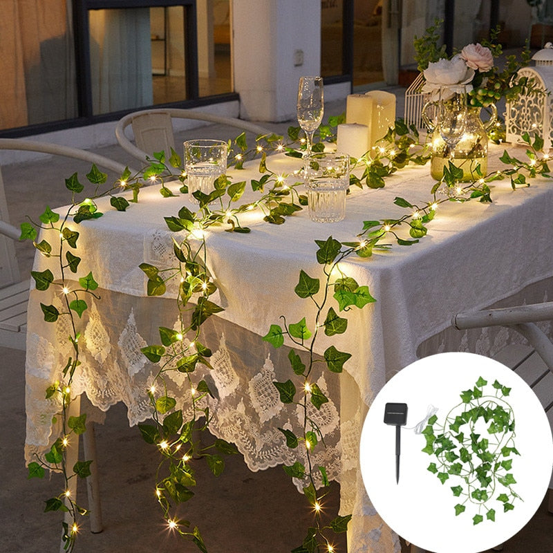 Garden Waterproof Solar Vine Leaf Lights