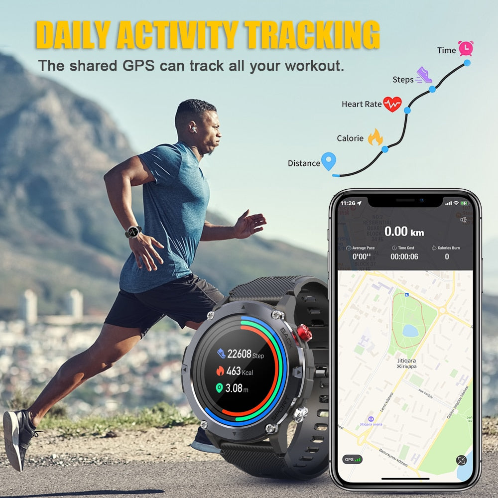 Military HD LCD Bluetooth Android / IOS Smart Watch