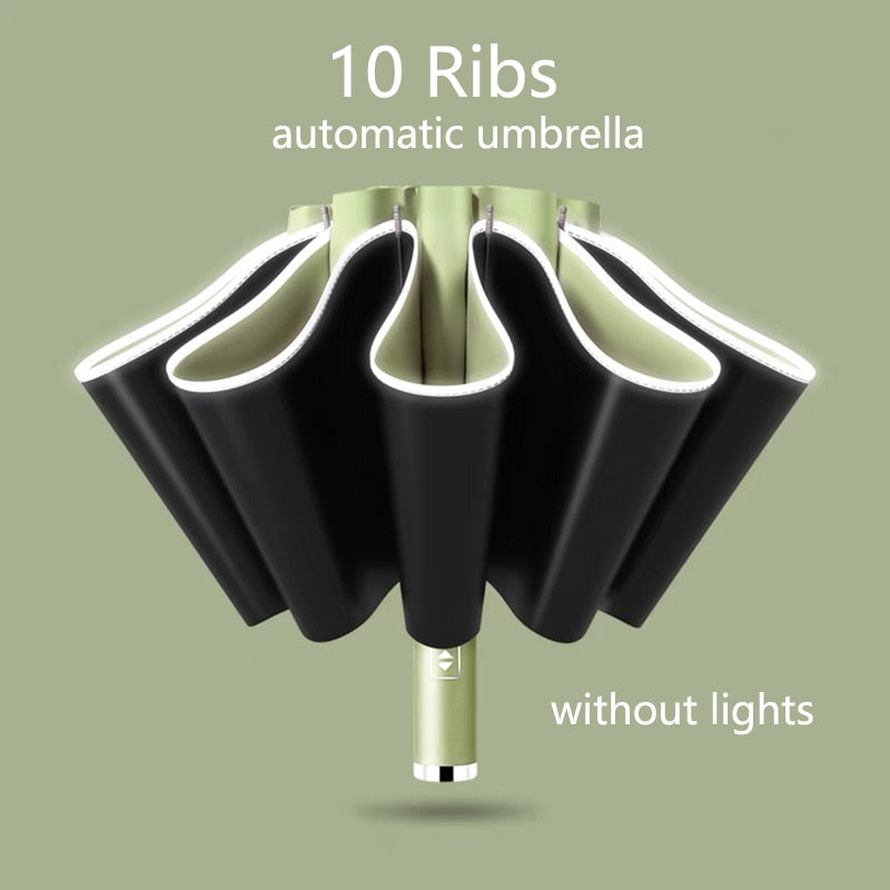 Fully Automatic Reverse Umbrella With LED Flashlight