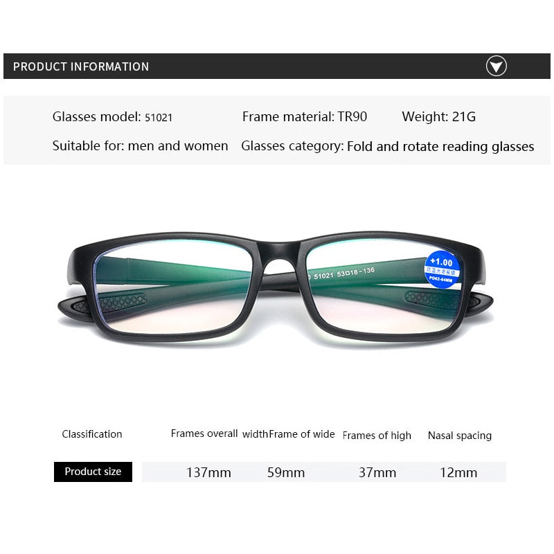 Sporty Anti-blue Light TR90 Flexible Reading Glasses