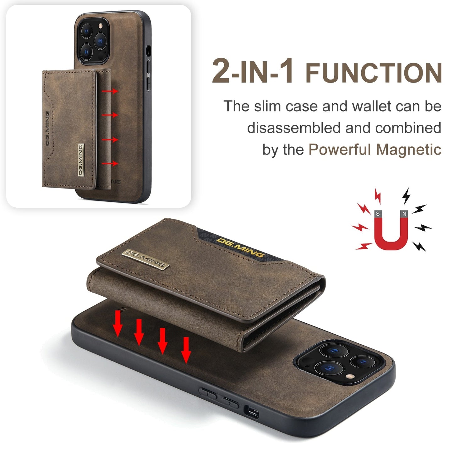 Detachable 2 in 1 Magnetic Wallet  iPhone Case