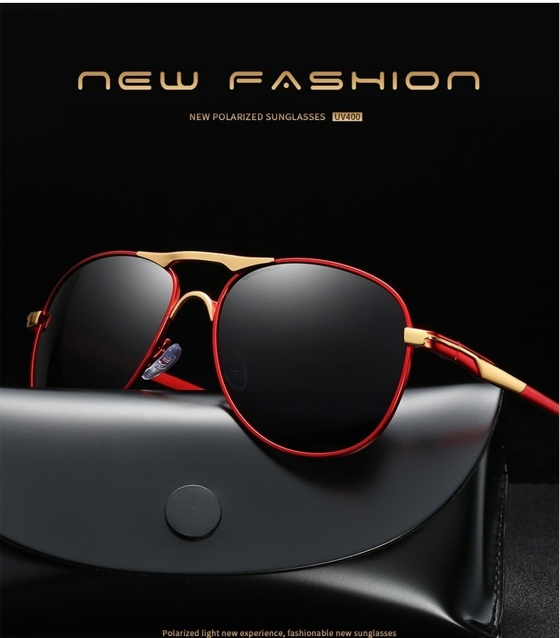 Luxury Pilot Polarized Metal Sunglasses