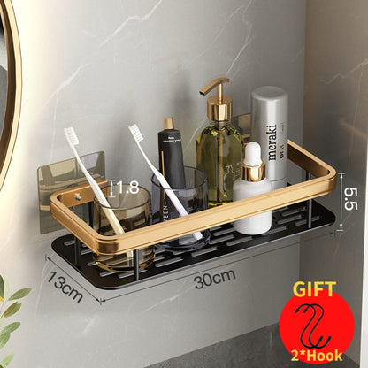 Punch-Free Luxury Aluminum Bathroom Shelves