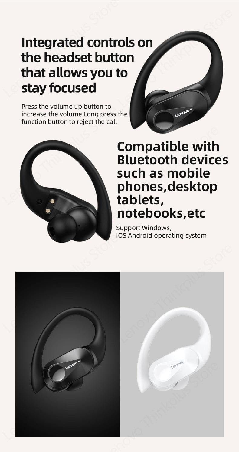 Lenovo™ LP75 TWS Hifi Stereo Bluetooth Sports Earphones