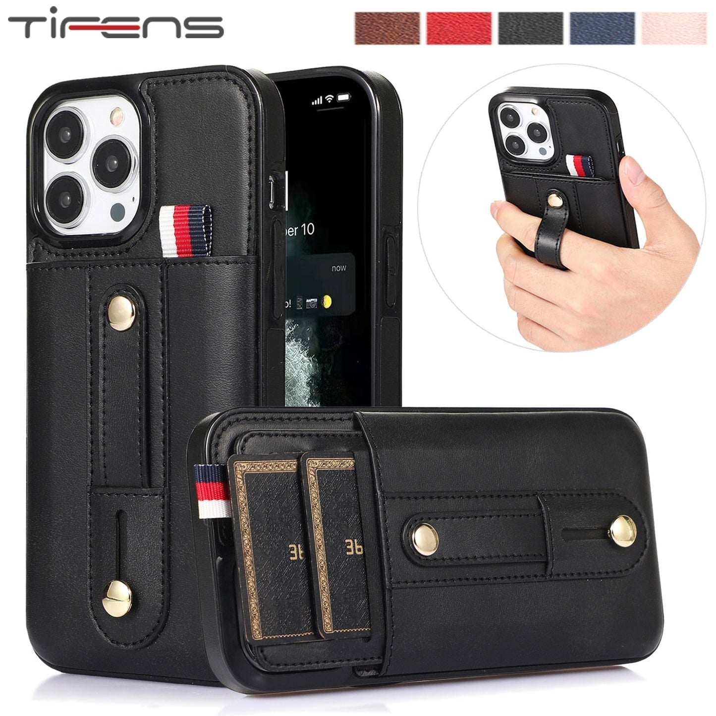 Ring & Stand Wallet Phone Case For iPhone