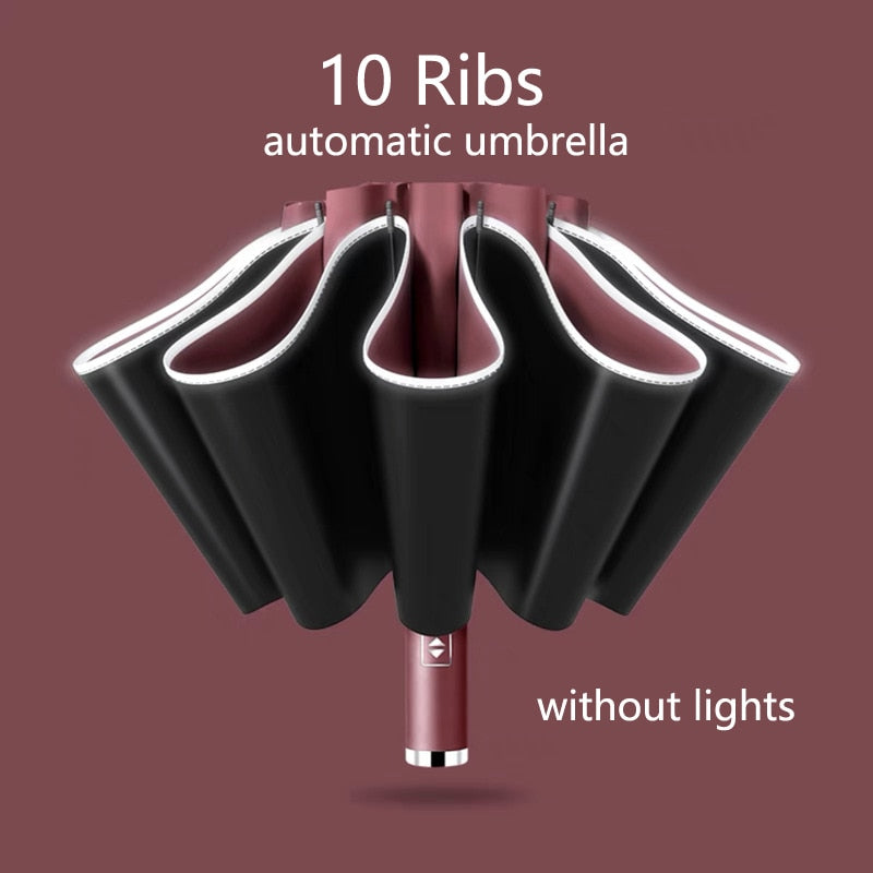 Fully Automatic Reverse Umbrella With LED Flashlight