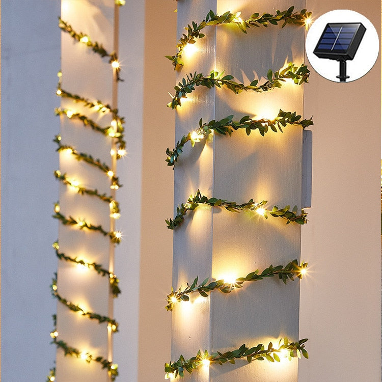 Garden Waterproof Solar Vine Leaf Lights