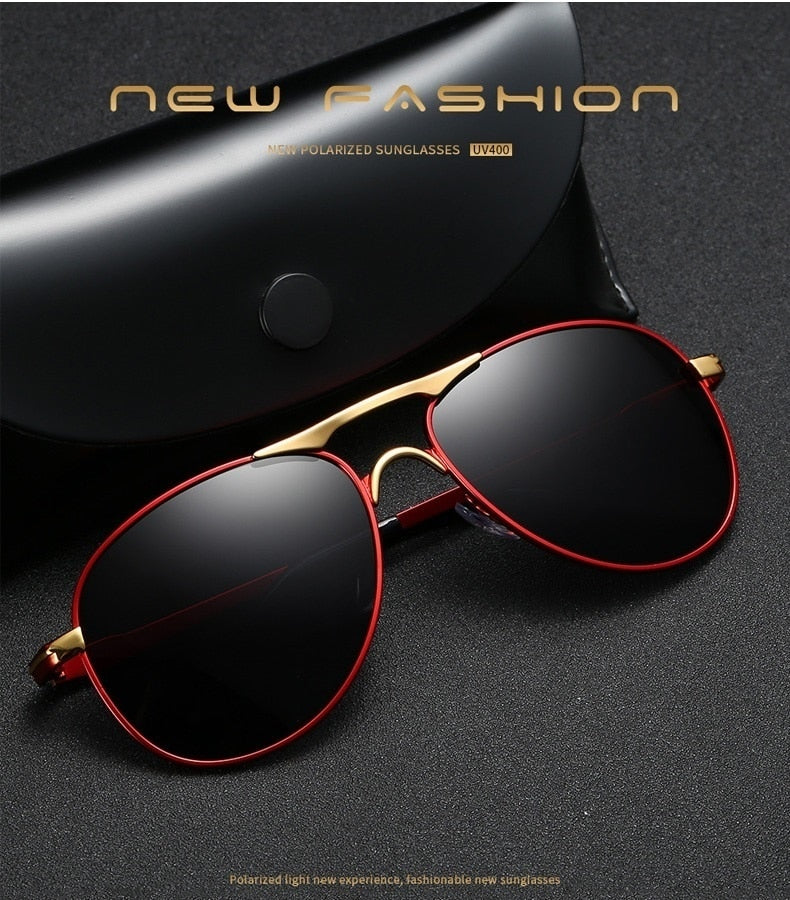 Luxury Pilot Polarized Metal Sunglasses