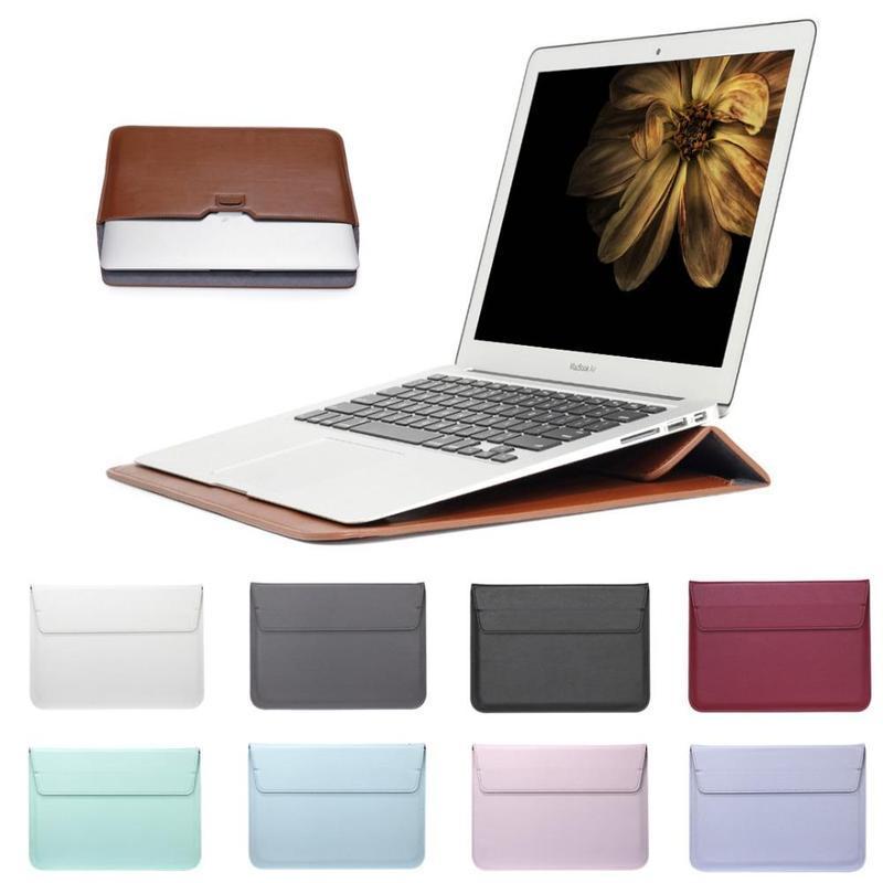 Leather Laptop Case with Stand Function - Indigo-Temple