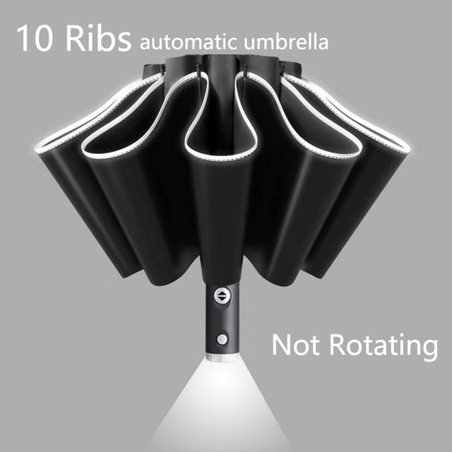 Fully Automatic Reverse Umbrella With LED Flashlight