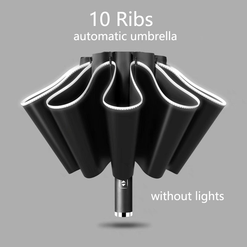 Fully Automatic Reverse Umbrella With LED Flashlight