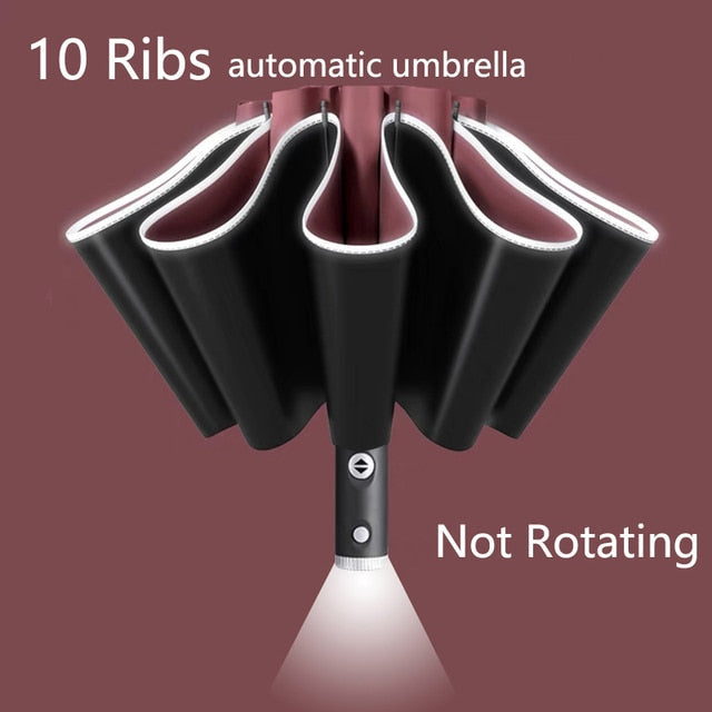 Fully Automatic Reverse Umbrella With LED Flashlight