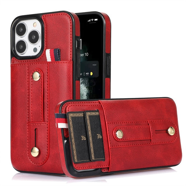 Ring & Stand Wallet Phone Case For iPhone