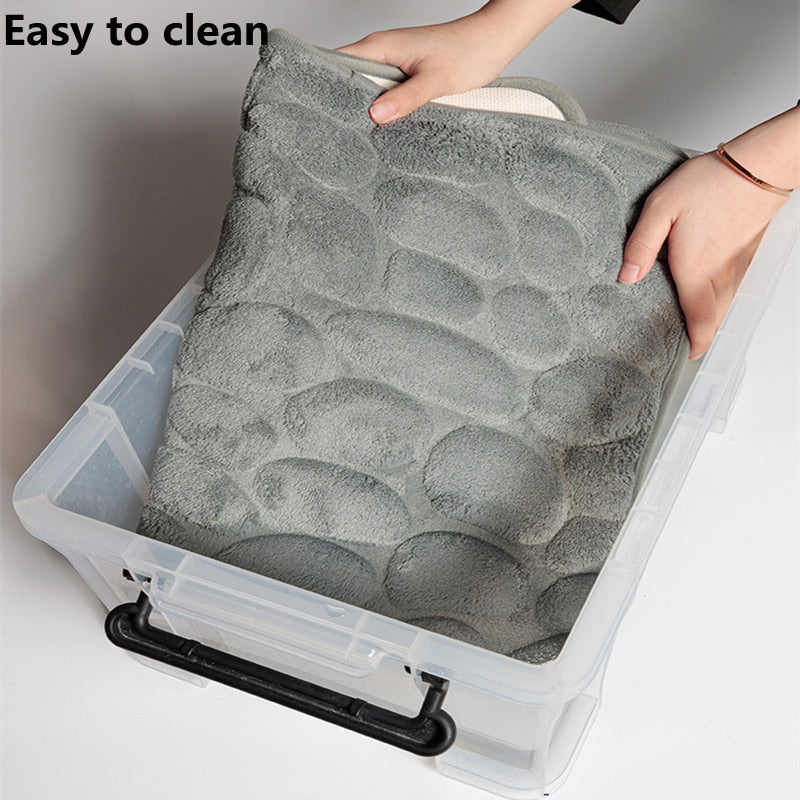 Bathroom Anti-Slip Absorbent Cobblestone Mat Set