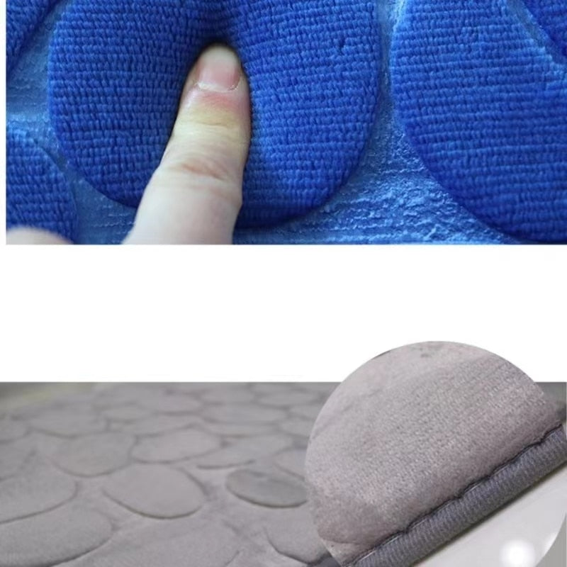 Bathroom Anti-Slip Absorbent Cobblestone Mat Set