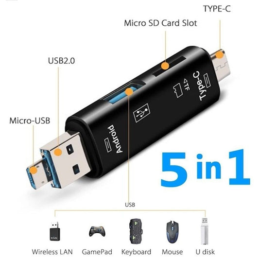 Multifunctional 5 in 1 OTG USB 2.0 Card Reader Adapter