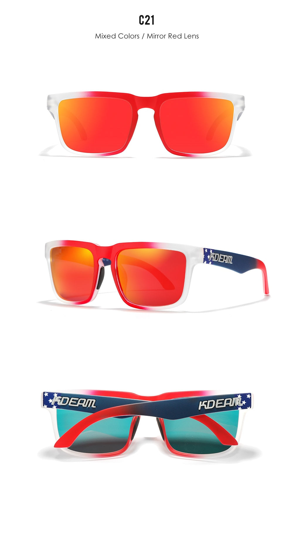 KDEAM Ultra-Stylish Square Polarized Sunglasses