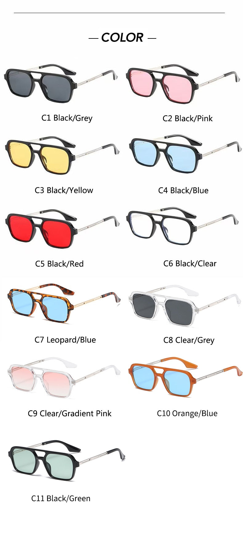 Retro Double Bridges Gradient Sunglasses