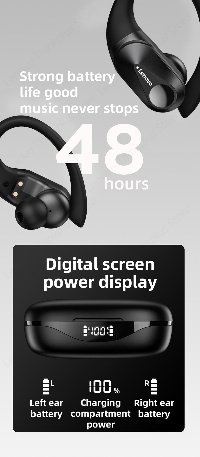 Lenovo™ LP75 TWS Hifi Stereo Bluetooth Sports Earphones