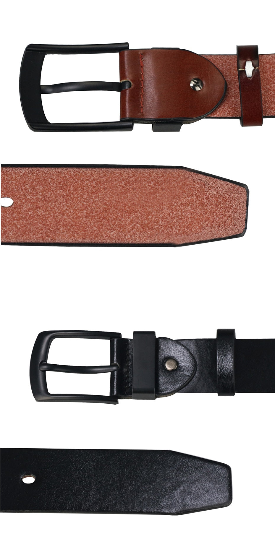 Vintage Black Pin Buckle Casual Leather Belt