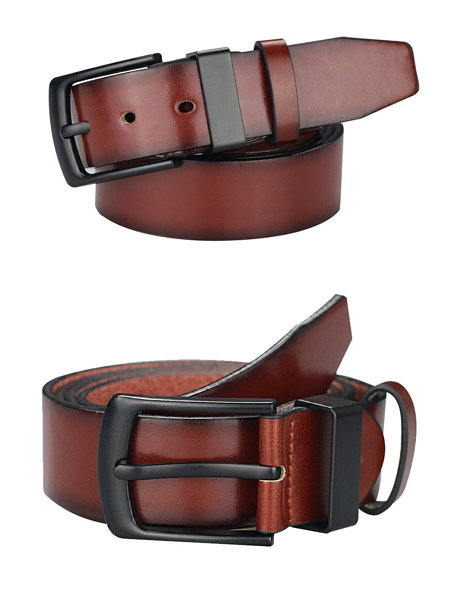 Vintage Black Pin Buckle Casual Leather Belt