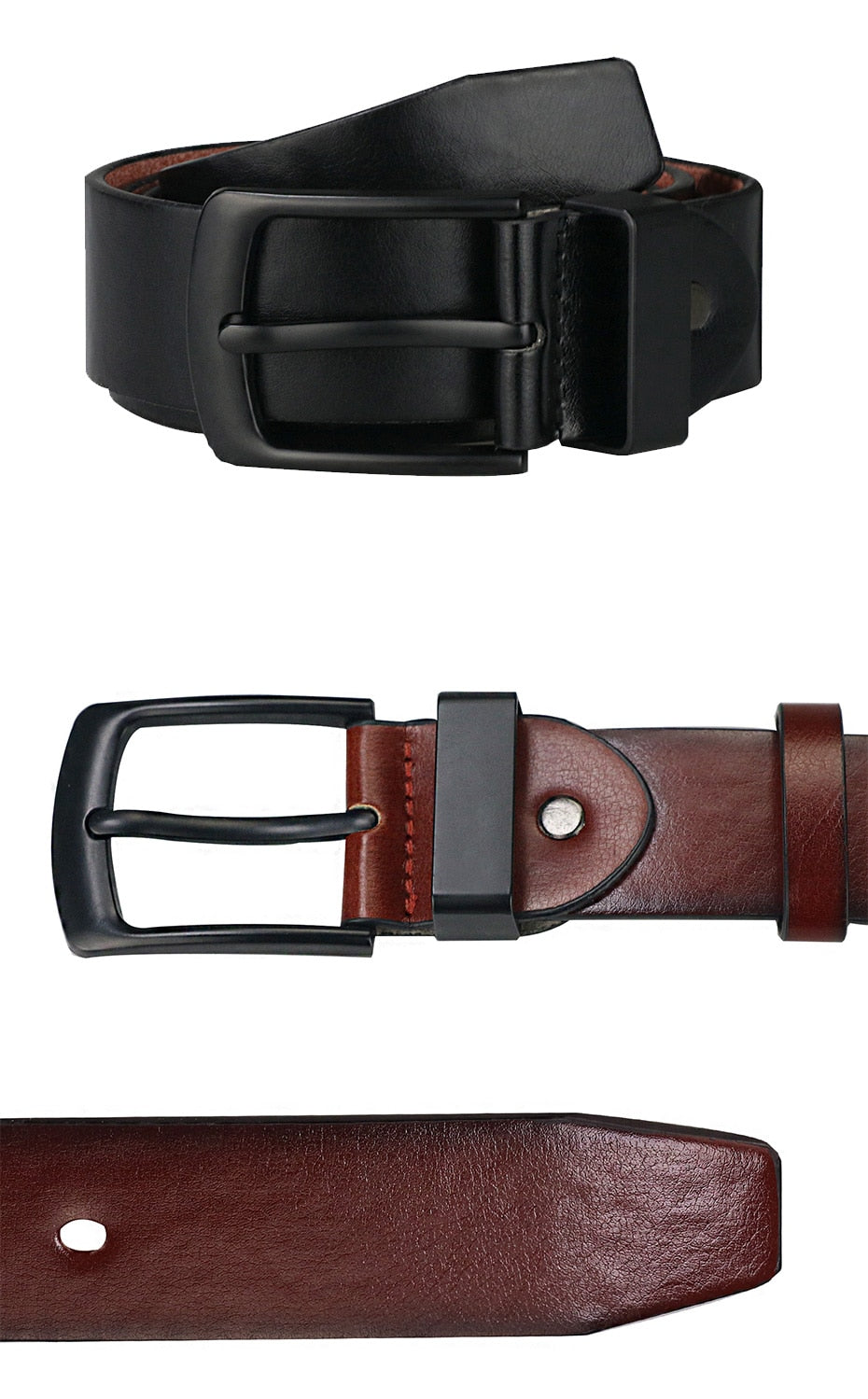 Vintage Black Pin Buckle Casual Leather Belt