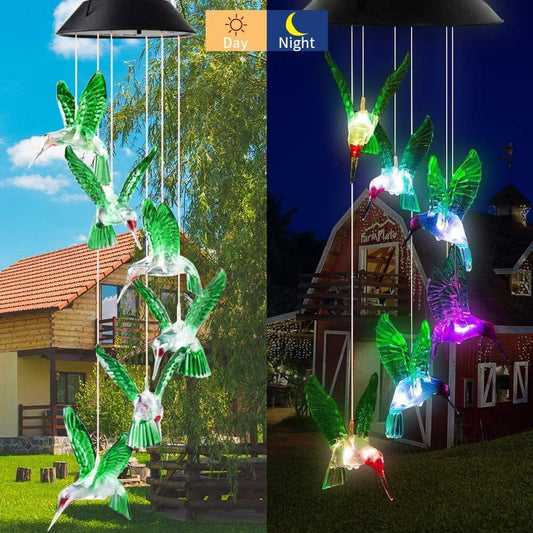 Solar LED Lights Hummingbird Wind Chimes