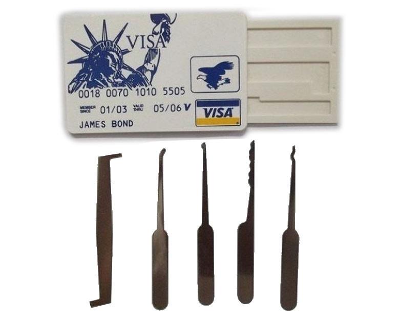 5pcs Mini LockPicking KIT - HIDDEN IN Credit Card - Indigo-Temple