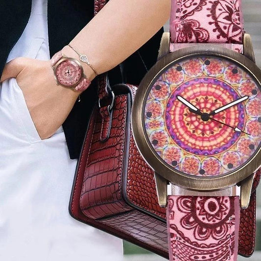 Flower Leather Quartz Wristwatch