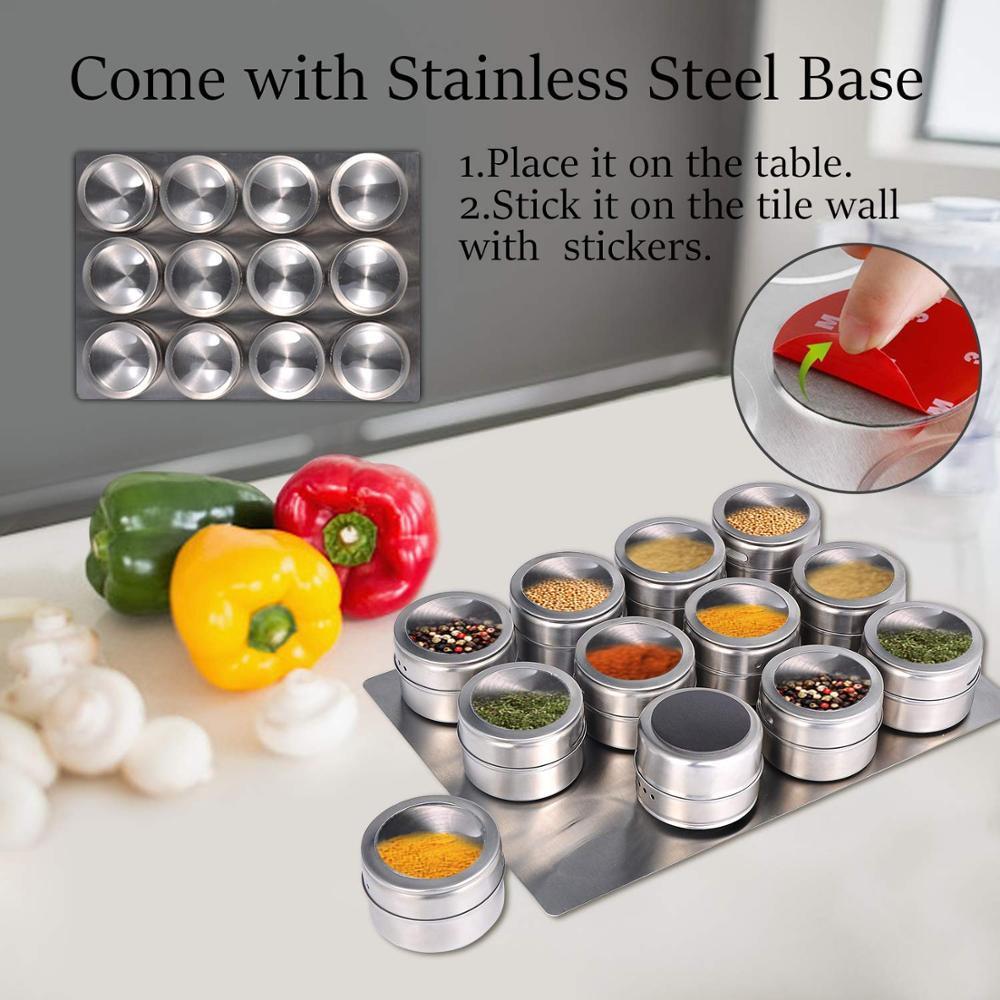 MagneticSpice™ Stainless Steel Spice Jar Set With Magnetic Base
