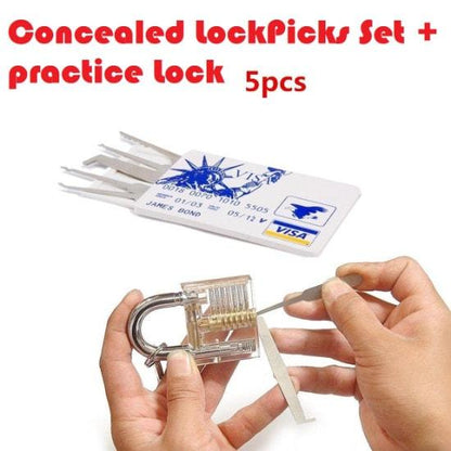 Concealed LockPicks Set + Transparent Lock - Indigo-Temple