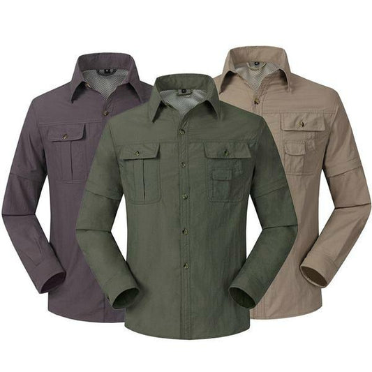 Quick Drying Removable Sleeves Outdoor Shirt - Indigo-Temple