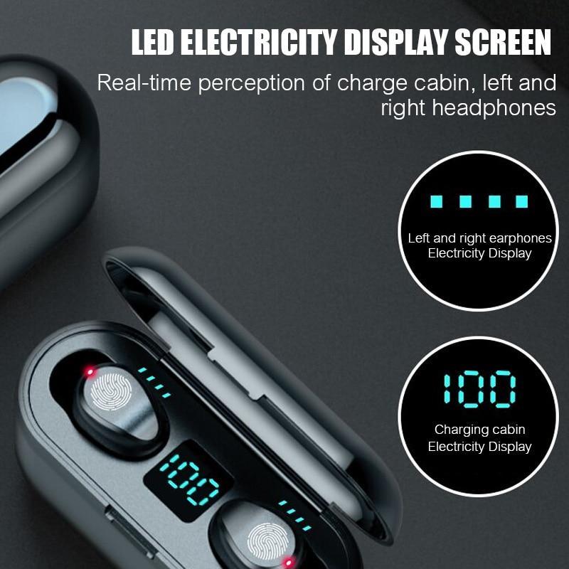 2 in 1 Bluetooth V5.0 Wireless Touch Control Earbuds With Power Bank Case - Indigo-Temple
